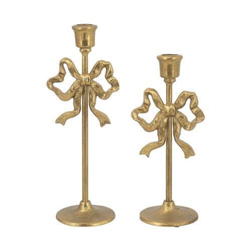Gold Bow Candle Holders Set of 2
