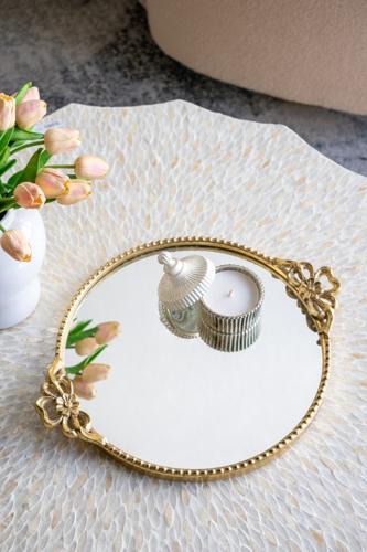 Round Gold Mirror Tray - 460 X 50 X 380
