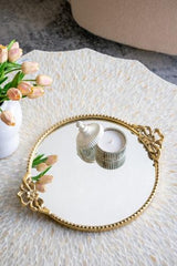 Round Gold Mirror Tray - 460 X 50 X 380
