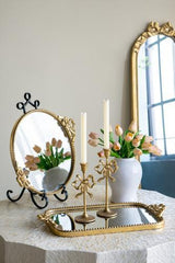 Round Gold Mirror Tray - 460 X 50 X 380
