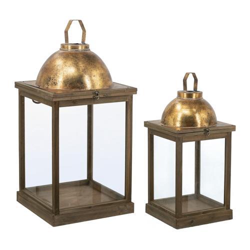 Antique Gold Lanterns Set of 2 - 350 X 350 X 730