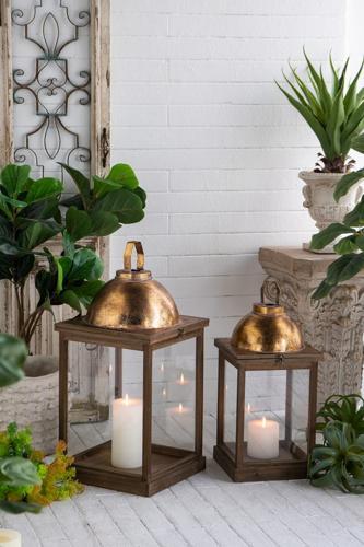 Antique Gold Lanterns Set of 2 - 350 X 350 X 730