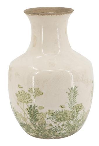 Ceramic Green Floral Vase - 175 X 175 X 255