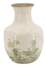 Ceramic Green Floral Vase - 175 X 175 X 255