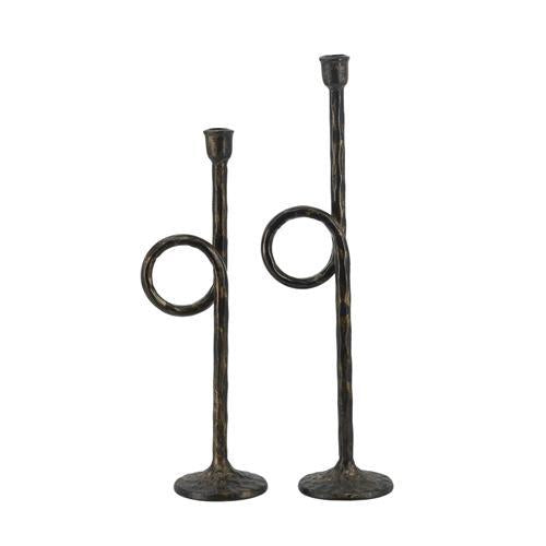 Iron Candle Holder Set of 2 - L:130x100x457; S: 130x100x380