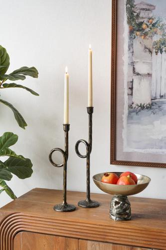 Iron Candle Holder Set of 2 - L:130x100x457; S: 130x100x380