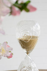 Rose Embossed Hourglass with Tan Sand - Large