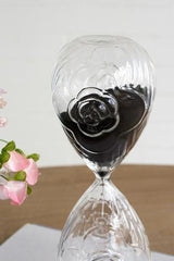 Rose Embossed Hourglass with Black Sand - Large