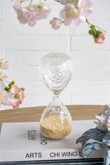 Rose Embossed Hourglass with Tan Sand - Small
