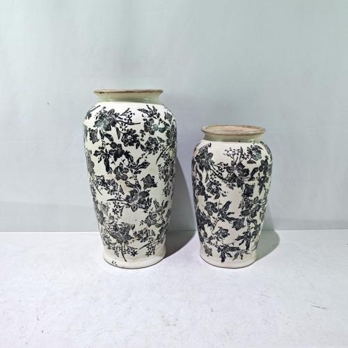 Black Floral Vase - Black - 195 X 195 X 370