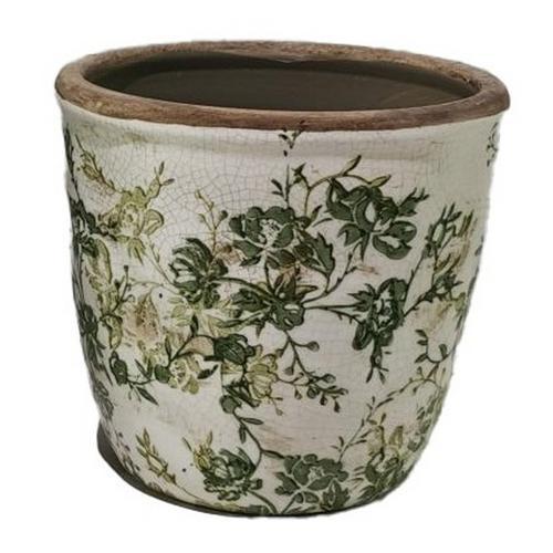 Green Floral Pot - Green - 145 X 145 X 135