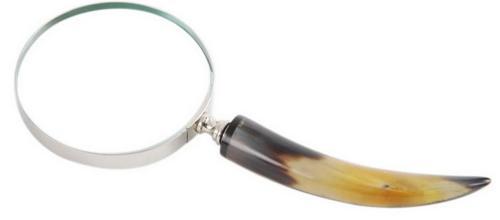 Brass Aluminium Magnifier with Horn Handle - 245 X 100 X 25