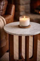 Marble Top Side Table - Walnut / Marble - 400 X 400 X 500