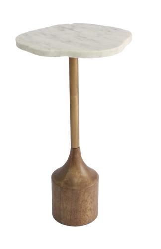 Marble Top Side Table - Walnut - 300 X 285 X 500