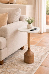 Marble Top Side Table - Walnut - 300 X 285 X 500