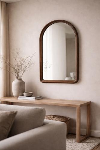 Arch Mirror - Walnut - 1000 X 600 X 50