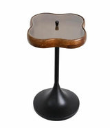 Clover Side Table Withglass Lid - Walnut / Black - 290 X 290 X 550
