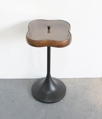 Clover Side Table Withglass Lid - Walnut / Black - 290 X 290 X 550