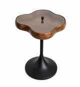 Clover Side Table Withglass Lid - Walnut / Black - 360 X 325 X 510