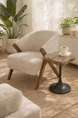 Clover Side Table Withglass Lid - Walnut / Black - 360 X 325 X 510