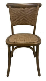 Rattan Weave Dining Chair - Antique Oak - 500 X 530 X 890