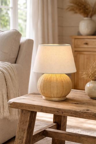Bamboo & Linen Table Lamp - Natural - 240 X 340
