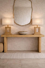 Bamboo & Linen Table Lamp - Natural - 350 X 200 X 580