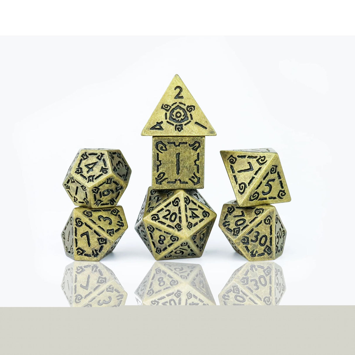 Sirius Dice - Illusory Metal - Gold Dice Set 7