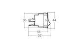 Heavy-duty SPST rocker switch with user-friendly push-fit design, 20A at 12V, LED indicator, and compact mounting size.