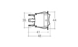 Heavy-duty SPDT rocker switch with LED indicators, 20A at 12V, easy push-fit design for automotive and DIY projects.