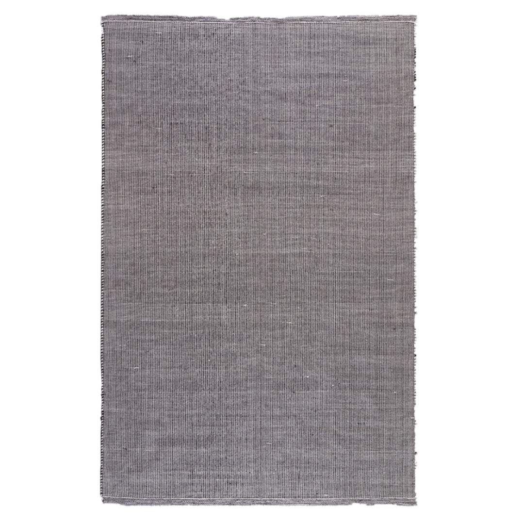 Eco-friendly black marle rug made from recycled PET, 120 x 180cm, perfect for indoor/outdoor use and easy to maintain.