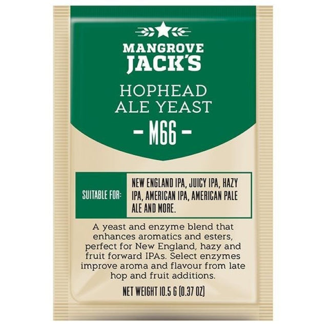 Mangrove Jack's CS M66 Hophead Ale Yeast 10.5g for brewing aromatic, fruit-forward New England-style IPAs.