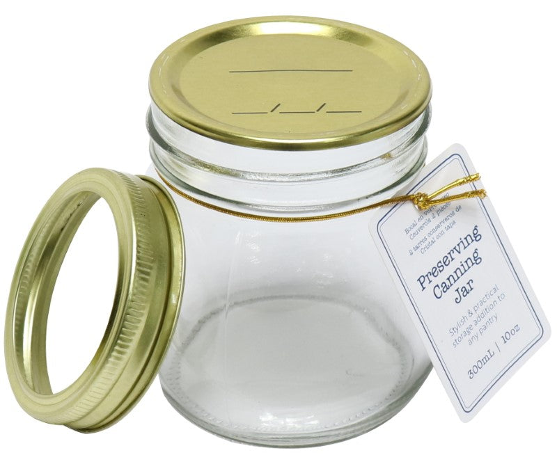 Set of 6 durable 300ml glass canning jars with 2pc lids, perfect for preserving and stylish kitchen storage.