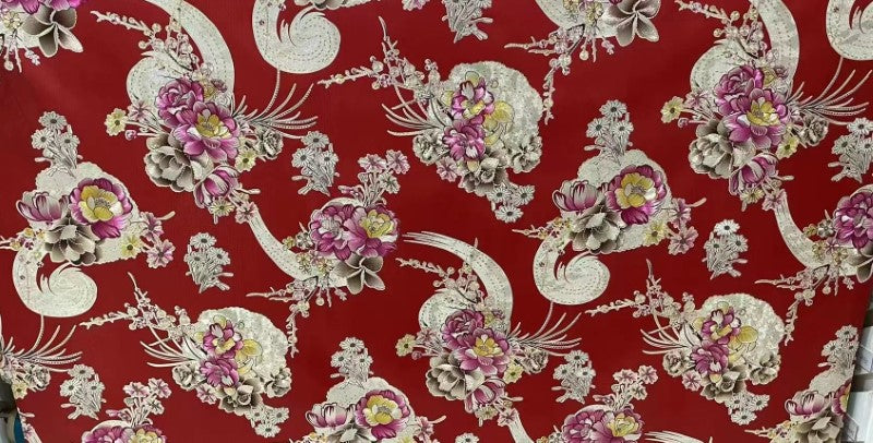 Table Cover Roll - Flowers Red (1.37 X 20m)