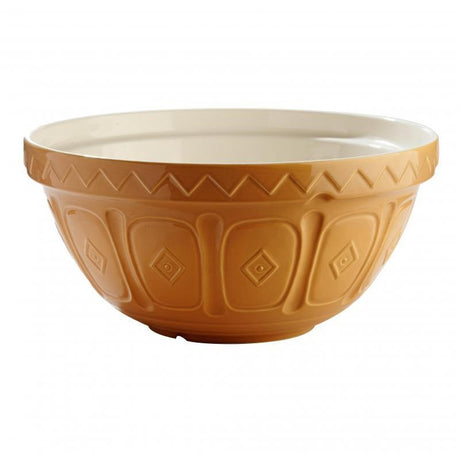 Mason Cash Cane Mixing Bowl 24cm, durable earthenware, ideal for baking, with a white interior for easy visibility.