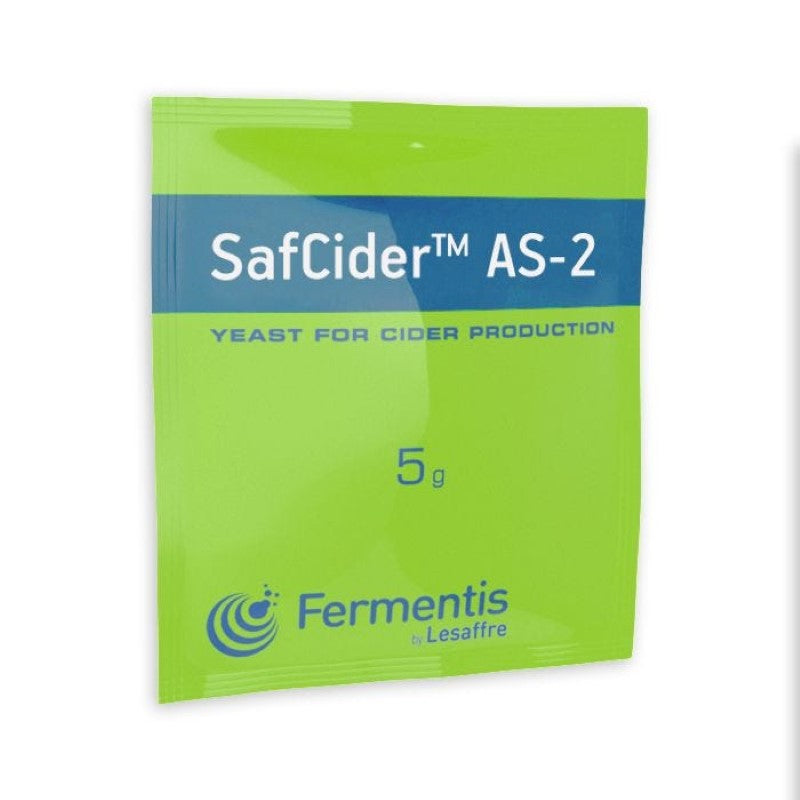 Premium SafCider AS-2 (Sweet) yeast for crafting flavorful sweet and dry ciders with a fresh aromatic profile.