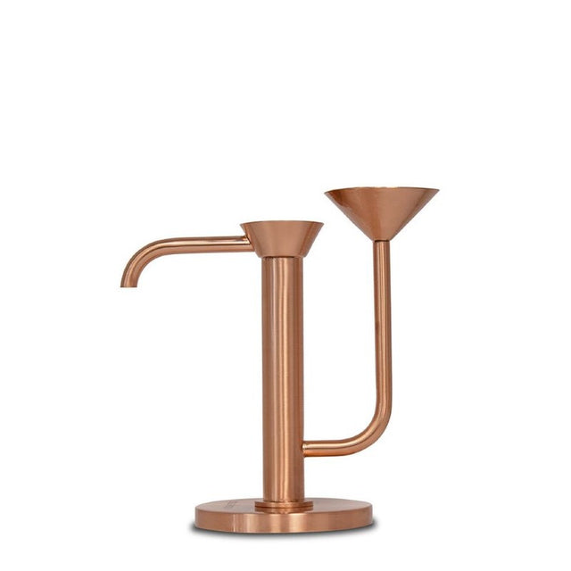 Copper parrot head designed for home distillers, enables real-time ABV monitoring during distillation without interruption.