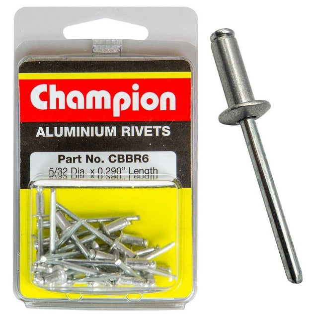 Champion 5/32 x 0.290 Rivet Pack featuring durable aluminum rivets for reliable fastening in automotive and DIY projects.
