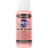 Bottle of Decoart Americana Neon Lights Paint in Peach Punch, vibrant acrylic perfect for crafts and home décor projects.