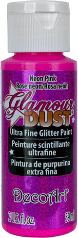 Decoart Glamour Dust Glitter Paint in a 2oz bottle, featuring ultra-fine glitter for dazzling finishes on crafts and decor.