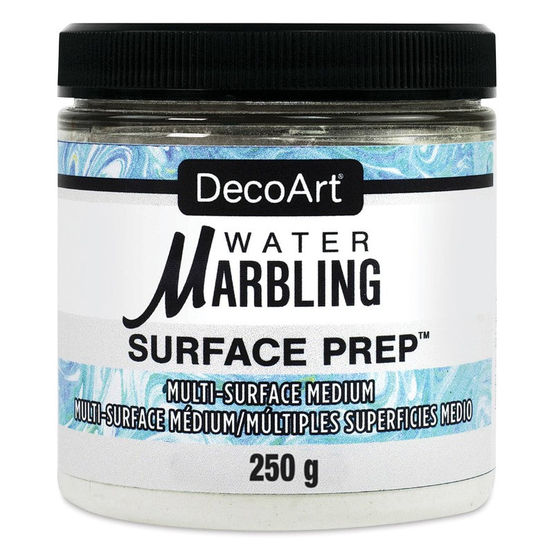 DecoArt Water-Marbling Surface Prep in an 8oz bottle, ideal for preparing surfaces for vibrant watercolor marbling effects.