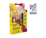 Vibrant Jovi Plastilina set with 6 skin tones for creative modeling, safe for ages 3+, non-toxic, and never dries out.