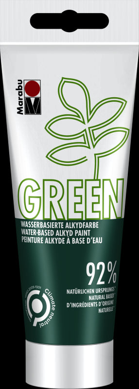 Marabu Green Water-Based Alkyd Paint in Dark Green, 100ml, eco-friendly, vegan, durable, vibrant color for various creative projects.