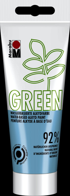 Pastel blue 100ml Marabu Green Water-Based Alkyd Paint, eco-friendly, vegan, suitable for art and DIY projects.