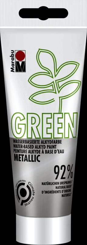 Marabu Green Water-Based Alkyd Paint 100ml 782 100ML METALLIC SILVER