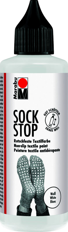 Non-slip white textile paint in a 90ml bottle for safe, stylish crafting on light and dark fabrics.