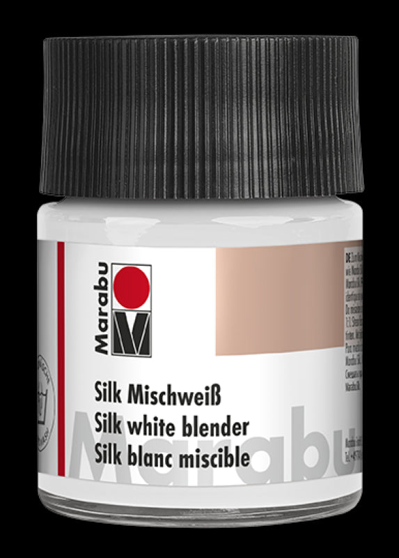 Marabu Silk Fabric Paint in 50ml WHITE BLENDER for vibrant silk painting, easy to fix, washable, and versatile for various fabrics.