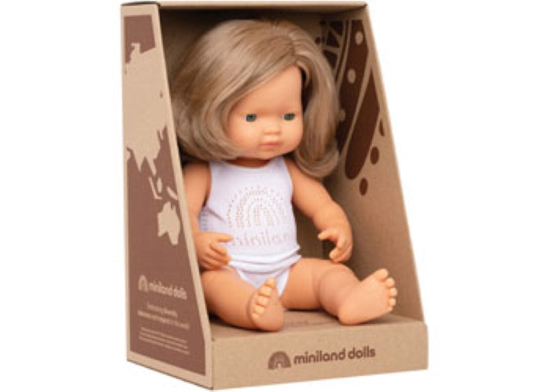 Miniland - Baby Doll - Caucasian Dark Blonde Girl 38cm