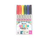 Vibrant Mungyo Fabric Markers in a plastic case, featuring 6 lightfast colors and fine nibs for detailed fabric art.