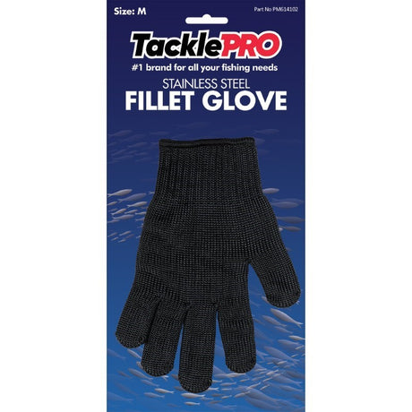 TacklePro Stainless Steel Fillet Glove (M) offers cut-resistant protection for safe and efficient fish filleting.